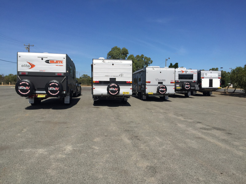 New caravans lined up in a row